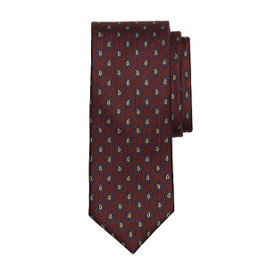 Pine Tree Print Tie - Burgundy